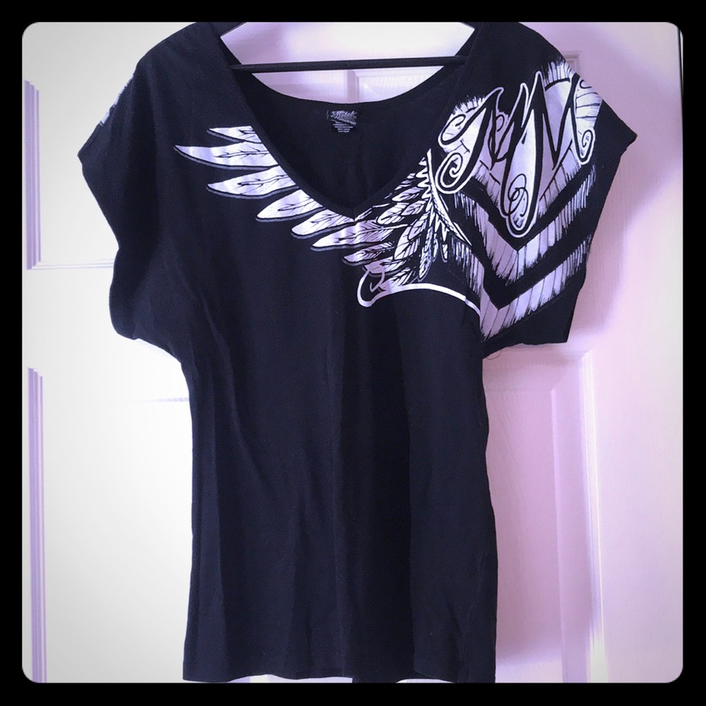 Metal Mulisha wide v-neck T-shirt. Size L